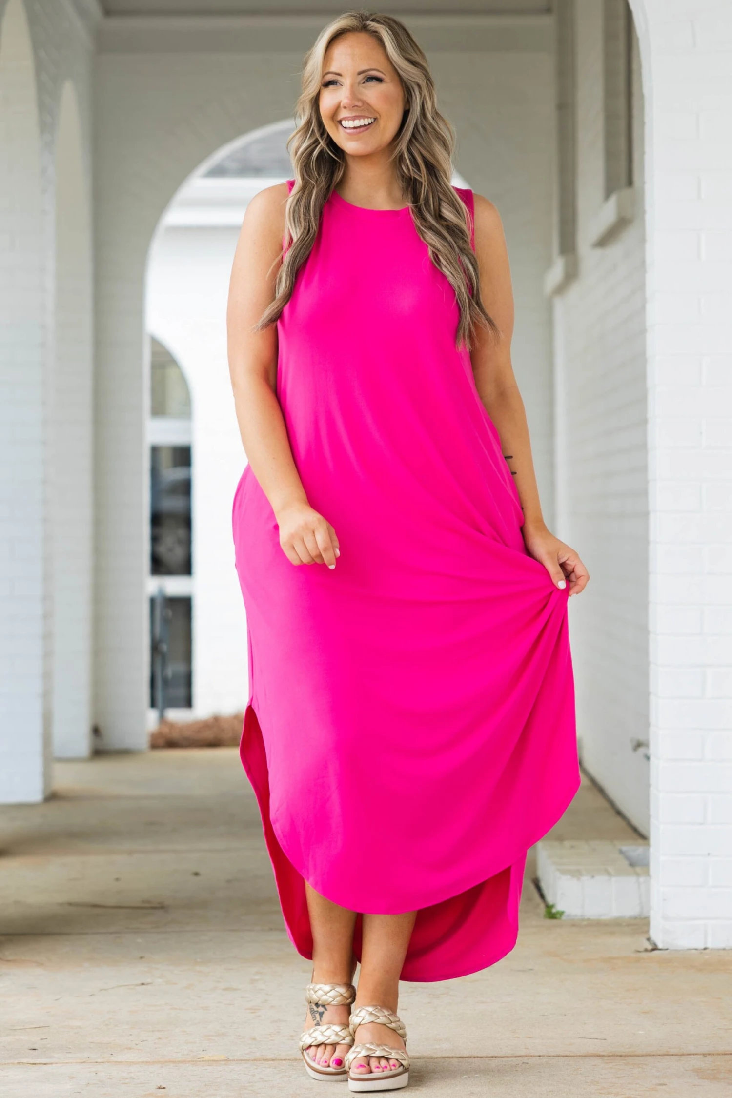 Simple Truths Midi Dress, Fuchsia 4 Simple Truths Midi Dress, Fuchsia - Image 2