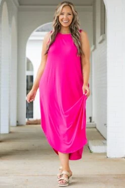 Simple Truths Midi Dress, Fuchsia 10 Simple Truths Midi Dress, Fuchsia -Chic Soul Store SimpleTruthsMidiDress Fuchsia 5