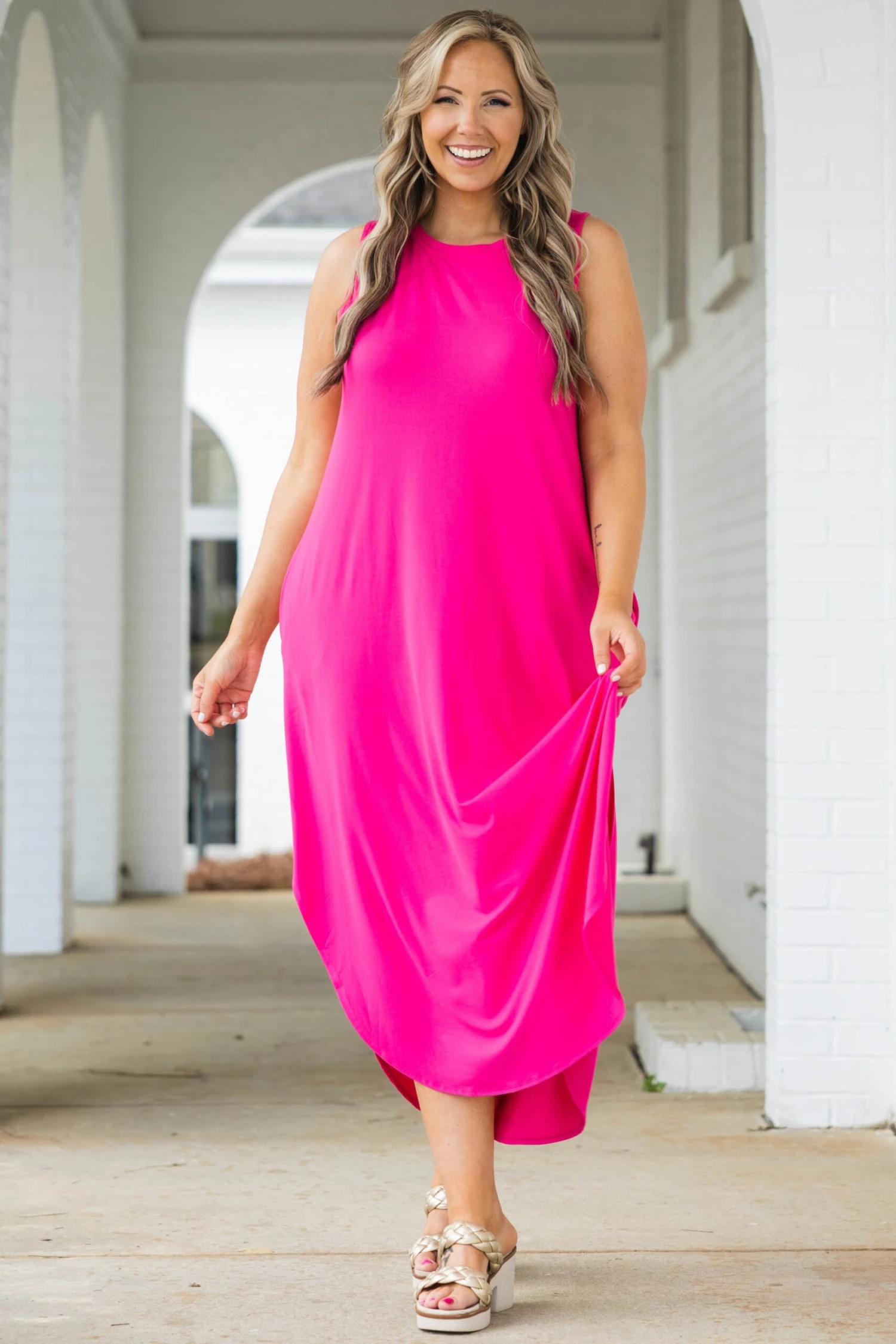 Simple Truths Midi Dress, Fuchsia 5 Simple Truths Midi Dress, Fuchsia - Image 3