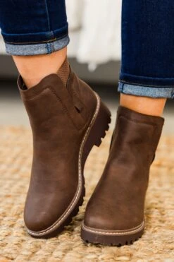Sleek Street Booties, Brown 10 Sleek Street Booties, Brown -Chic Soul Store SleekSweetBooties Brown 3