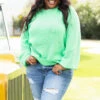 Cozy Bubble Sleeve Sweater, Lime 1 Cozy Bubble Sleeve Sweater, Lime -Chic Soul Store SlouchyBubbleSleeve Lime 3228