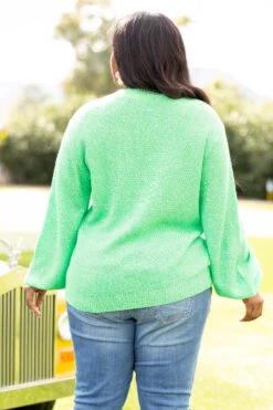 Cozy Bubble Sleeve Sweater, Lime -Chic Soul Store SlouchyBubbleSleeve Lime 3235