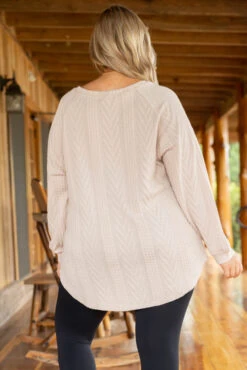 Slouchy Cableknit, Taupe -Chic Soul Store SlouchyCableknit Taupe 0218