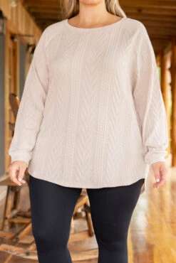 Slouchy Cableknit, Taupe -Chic Soul Store SlouchyCableknit Taupe 0219