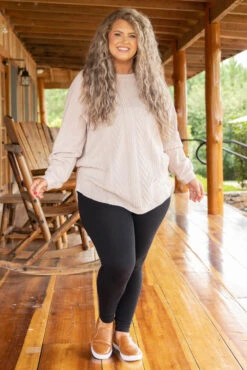 Slouchy Cableknit, Taupe -Chic Soul Store SlouchyCableknit Taupe 0357