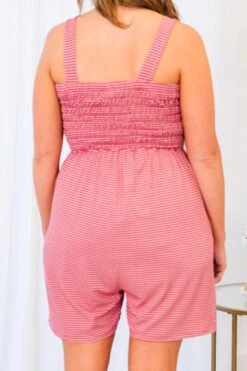 Slow Saturday Romper, Rose/Ivory -Chic Soul Store SlowSaturdayRomper Rose Ivory 1