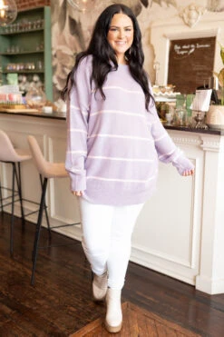 Slumber Party Sweater, Lavender-Pink -Chic Soul Store SlumberPartySweater Lavender Pink 0524