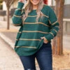 Slumber Party Sweater, Olive-Rust -Chic Soul Store SlumberPartySweater Olive Rust 3981