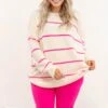 Slumber Party Sweater, White-Pink -Chic Soul Store SlumberPartySweater White Pink 2154