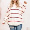 Slumber Party Sweater, White-Red -Chic Soul Store SlumberPartySweater White Red 1907