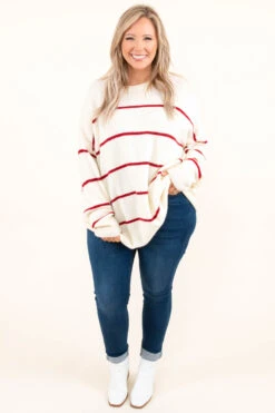 Slumber Party Sweater, White-Red 10 Slumber Party Sweater, White-Red -Chic Soul Store SlumberPartySweater White Red 3801