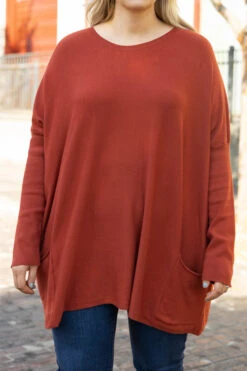 Snow Whispers Tunic, Rust -Chic Soul Store SnowWhispersTunic Rust 2