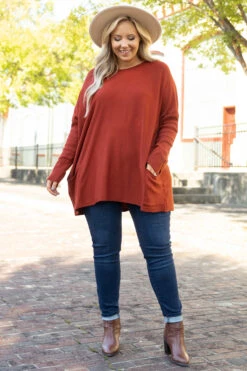 Snow Whispers Tunic, Rust -Chic Soul Store SnowWhispersTunic Rust 4