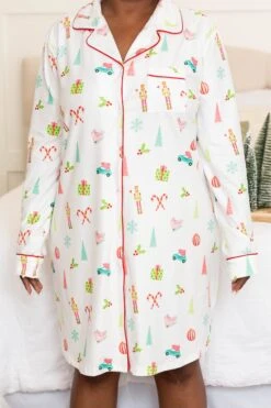Snow Wishes Pajama Dress, White -Chic Soul Store SnowWishesPajamaDress White1