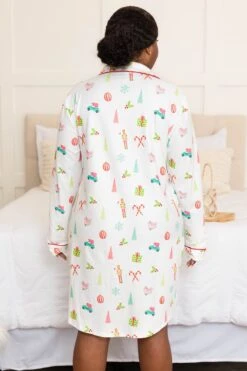 Snow Wishes Pajama Dress, White -Chic Soul Store SnowWishesPajamaDress White2