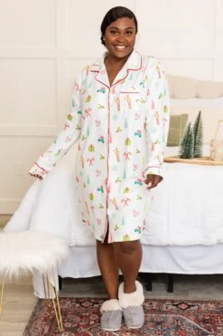 Snow Wishes Pajama Dress, White -Chic Soul Store SnowWishesPajamaDress White5