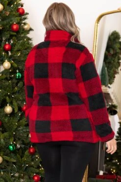 Snuggled Close Pullover, Buffalo Plaid -Chic Soul Store SnuggledClosePullover BuffaloPlaid 7228