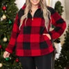 Snuggled Close Pullover, Buffalo Plaid -Chic Soul Store SnuggledClosePullover BuffaloPlaid 7230
