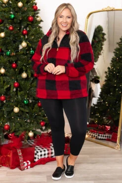 Snuggled Close Pullover, Buffalo Plaid -Chic Soul Store SnuggledClosePullover BuffaloPlaid 7233