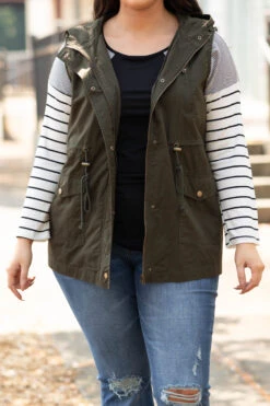 So Carefree Vest, Dark Olive -Chic Soul Store SoCarefreeVest DarkOlive 9816