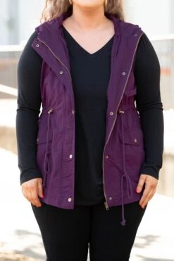 So Carefree Vest, Dark Plum -Chic Soul Store SoCarefreeVest DarkPlum 0592