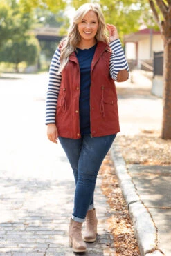 So Carefree Vest, Dark Rust -Chic Soul Store SoCarefreeVest DarkRust 9807