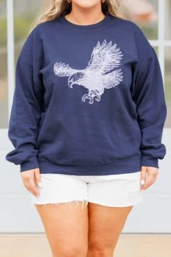 Soaring High Sweatshirt, Navy -Chic Soul Store SoaringHighSweatshirt Navy 2