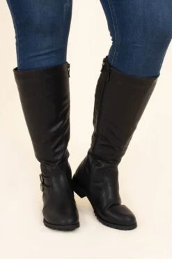 Solely Mine Wide Calf Boots, Black