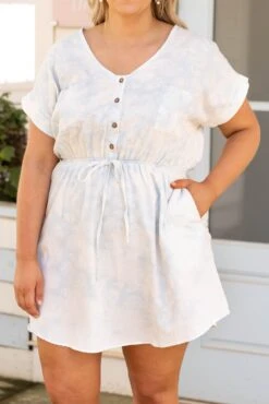 Something Kinda Funny Dress, Light Denim -Chic Soul Store SomethingKindaFunnyDress LightDenim 3360