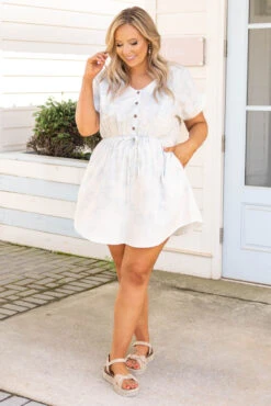 Something Kinda Funny Dress, Light Denim -Chic Soul Store SomethingKindaFunnyDress LightDenim 3370
