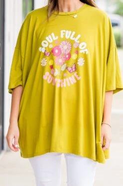 Soulful Sunshine Boyfriend Tee, Olive Mustard 12 Soulful Sunshine Boyfriend Tee, Olive Mustard -Chic Soul Store SoulfulSunshineBoyfriendTee OliveMustard 3