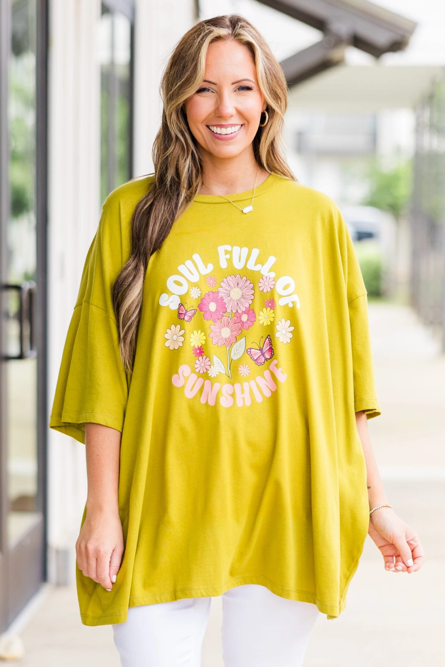 Soulful Sunshine Boyfriend Tee, Olive Mustard 4 Soulful Sunshine Boyfriend Tee, Olive Mustard - Image 2