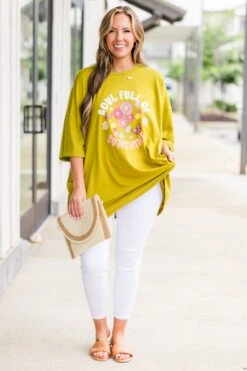 Soulful Sunshine Boyfriend Tee, Olive Mustard 10 Soulful Sunshine Boyfriend Tee, Olive Mustard -Chic Soul Store SoulfulSunshineBoyfriendTee OliveMustard 6