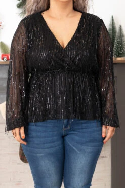 Sparkling Memories Top, Black -Chic Soul Store SparklingMemoriesTop Black 0532