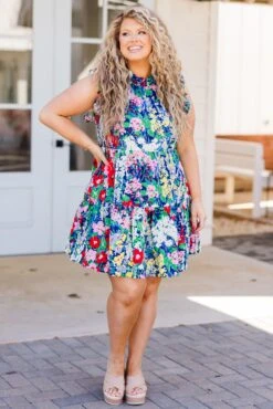 Spinning Around In Circles Dress, Navy -Chic Soul Store SpinningAroundInCirclesDress Navy 5