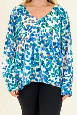 Splashes Of Color Blouse, Blue -Chic Soul Store SplashesOfColorBlouse Blue 3