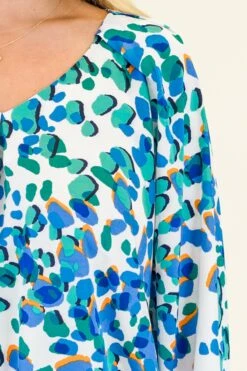 Splashes Of Color Blouse, Blue -Chic Soul Store SplashesOfColorBlouse Blue 4