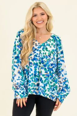 Splashes Of Color Blouse, Blue
