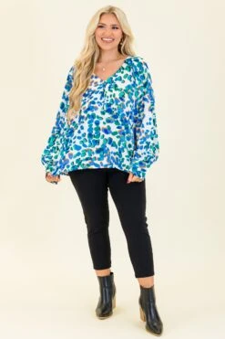 Splashes Of Color Blouse, Blue -Chic Soul Store SplashesOfColorBlouse Blue 6