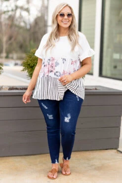 Strut Your Way Through Jeggings, Denim -Chic Soul Store SpotlightMeTop OffWhite 0057 2a28b6c1 908c 49e1 89d0 3f81e8493dbd