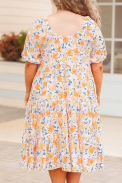 Squeeze Me Tight Dress, Orange Multi -Chic Soul Store SqueezeMeTightDress OrangeMulti 1