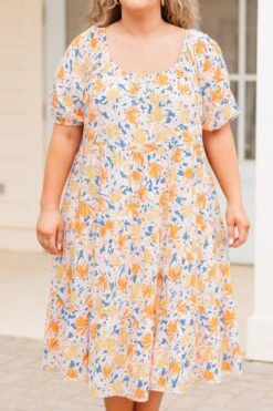 Squeeze Me Tight Dress, Orange Multi -Chic Soul Store SqueezeMeTightDress OrangeMulti 2