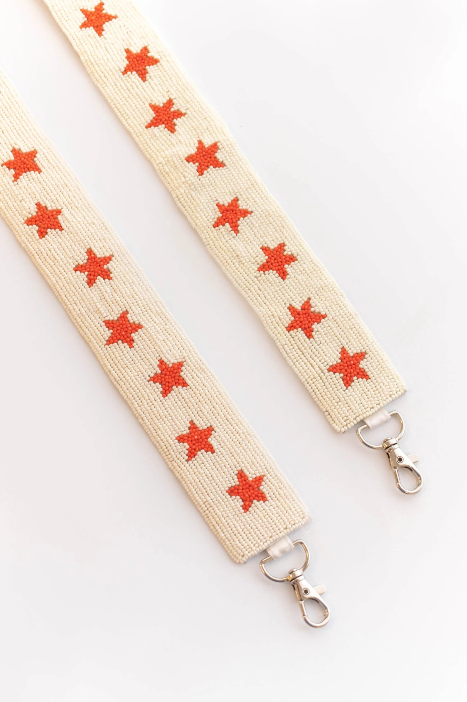 Star Of The Team Beaded Purse Strap, White Orange 3 Star Of The Team Beaded Purse Strap, White Orange