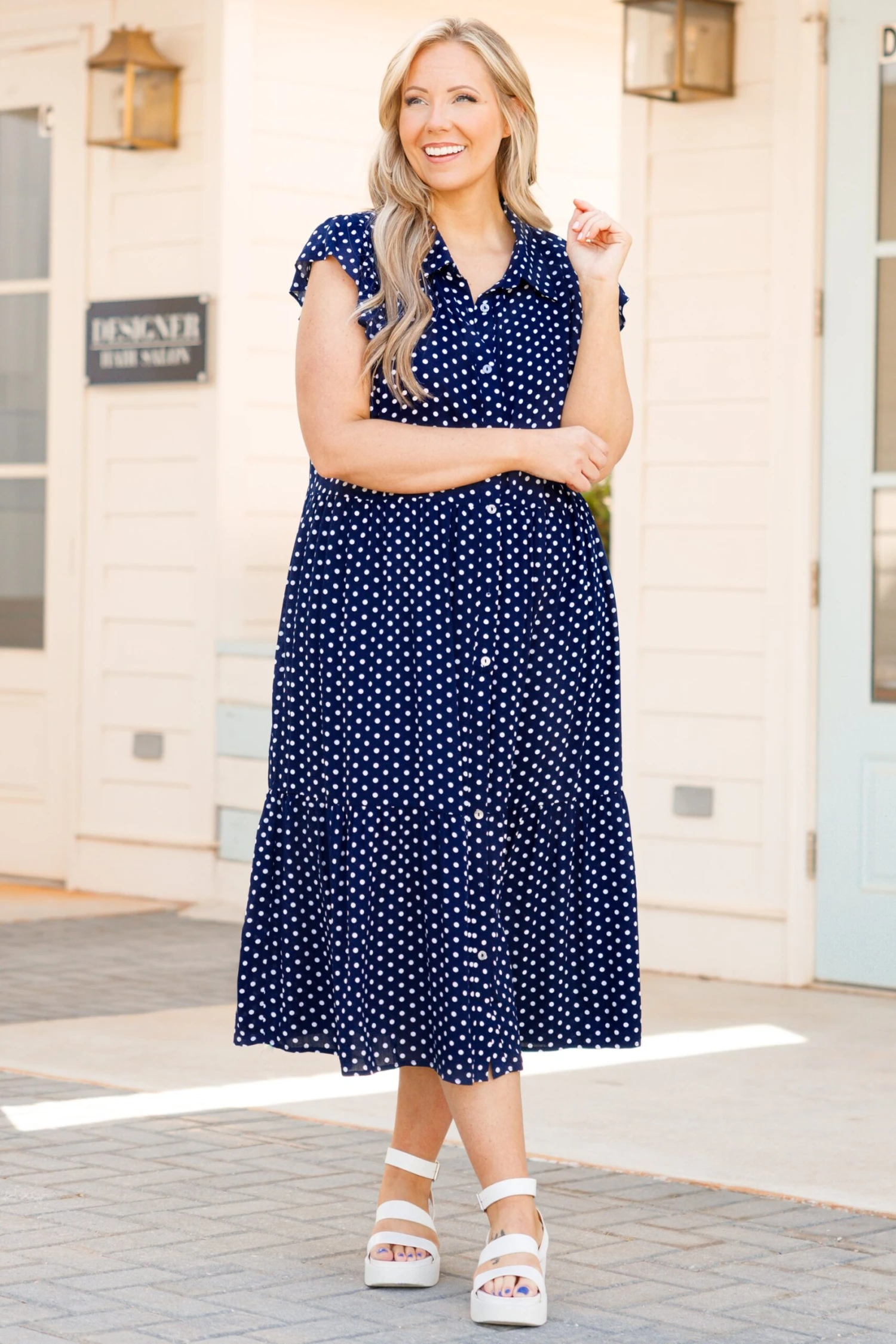 Stars Through The Night Midi Dress, Navy 5 Stars Through The Night Midi Dress, Navy - Image 3