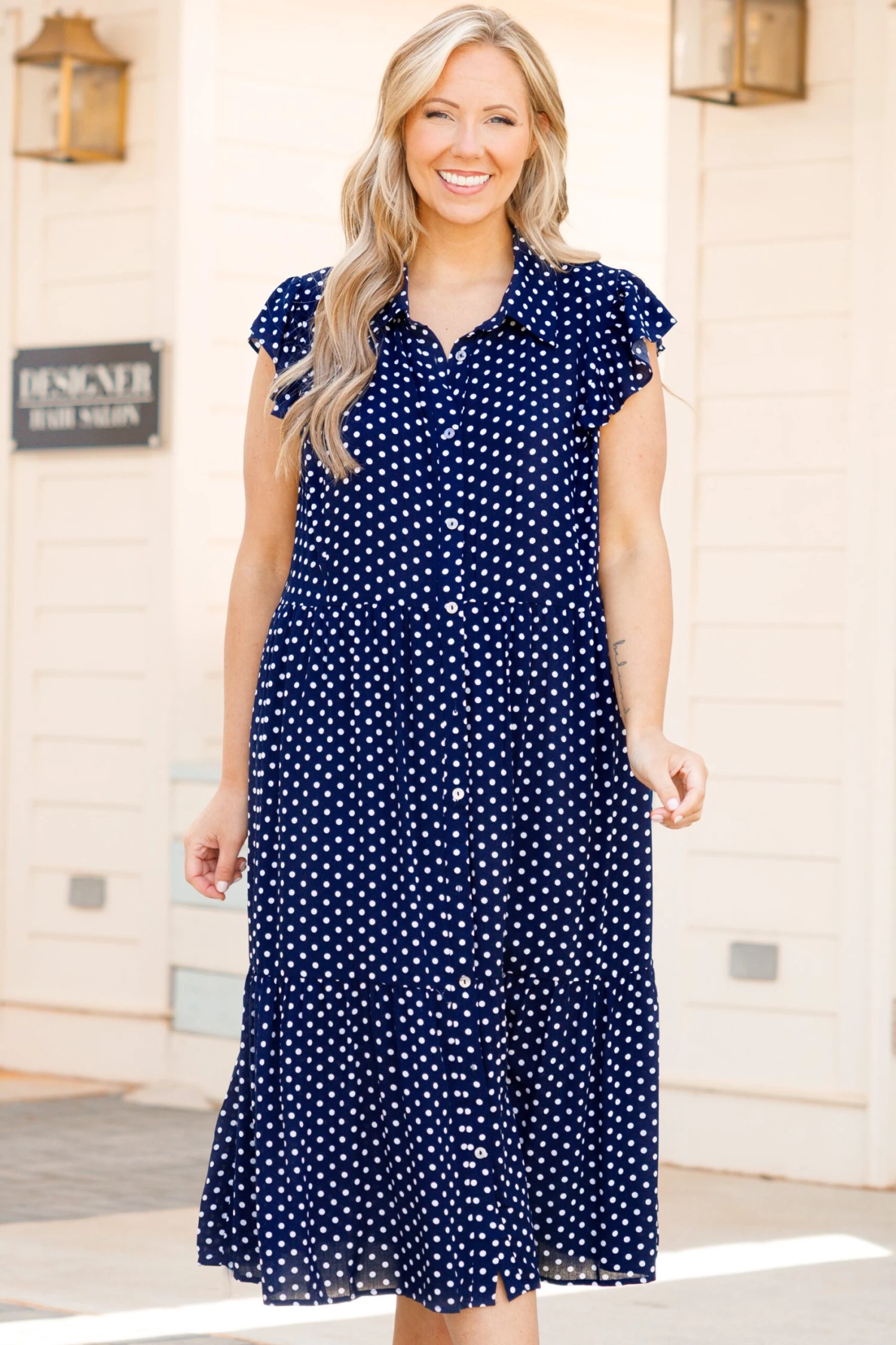 Stars Through The Night Midi Dress, Navy 3 Stars Through The Night Midi Dress, Navy