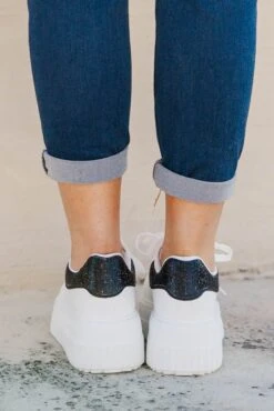 Step And Sparkle Shoe, White-Black -Chic Soul Store StepAndSparkleShoe White Black 5