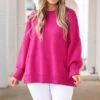 Stunning Elegance Sweater, Pink -Chic Soul Store StunningEleganceSweater Pink 0693