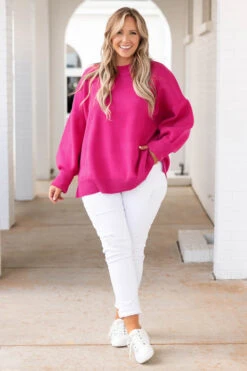 Stunning Elegance Sweater, Pink -Chic Soul Store StunningEleganceSweater Pink 0695