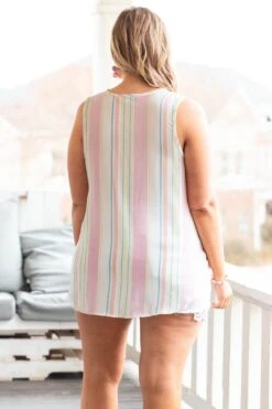 Sugar Sweet Tank, Pink Stripes -Chic Soul Store SugarSweetTank PinkStripes 1384
