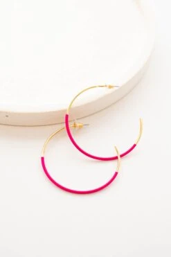 Summer Hoop Earrings, Fuchsia
